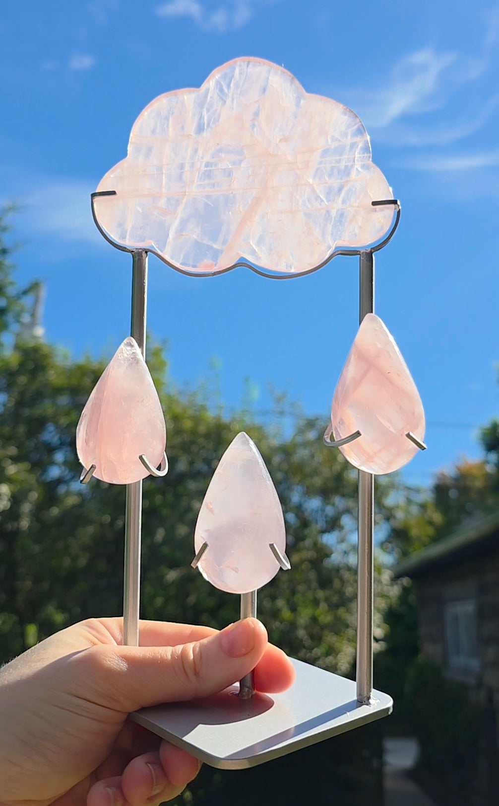 Rose Quartz Rain Cloud on Stand B