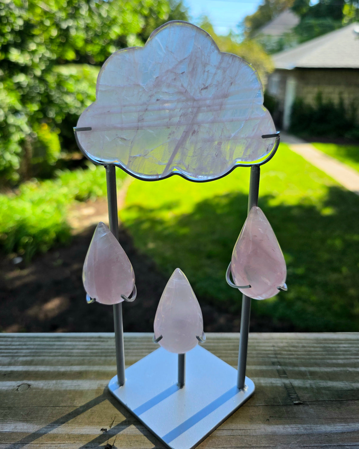 Rose Quartz Rain Cloud on Stand B