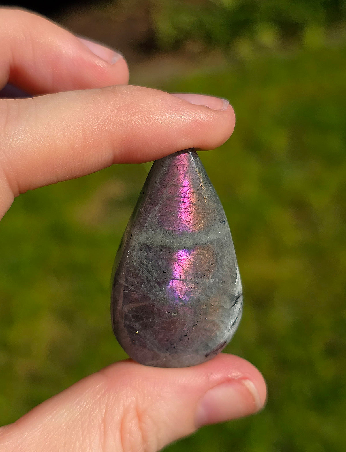 Rainbow Labradorite Weeping Eye on Custom Stand
