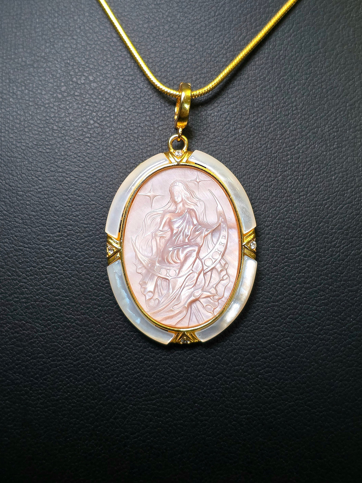 Pink Shell Moon Goddess Pendant