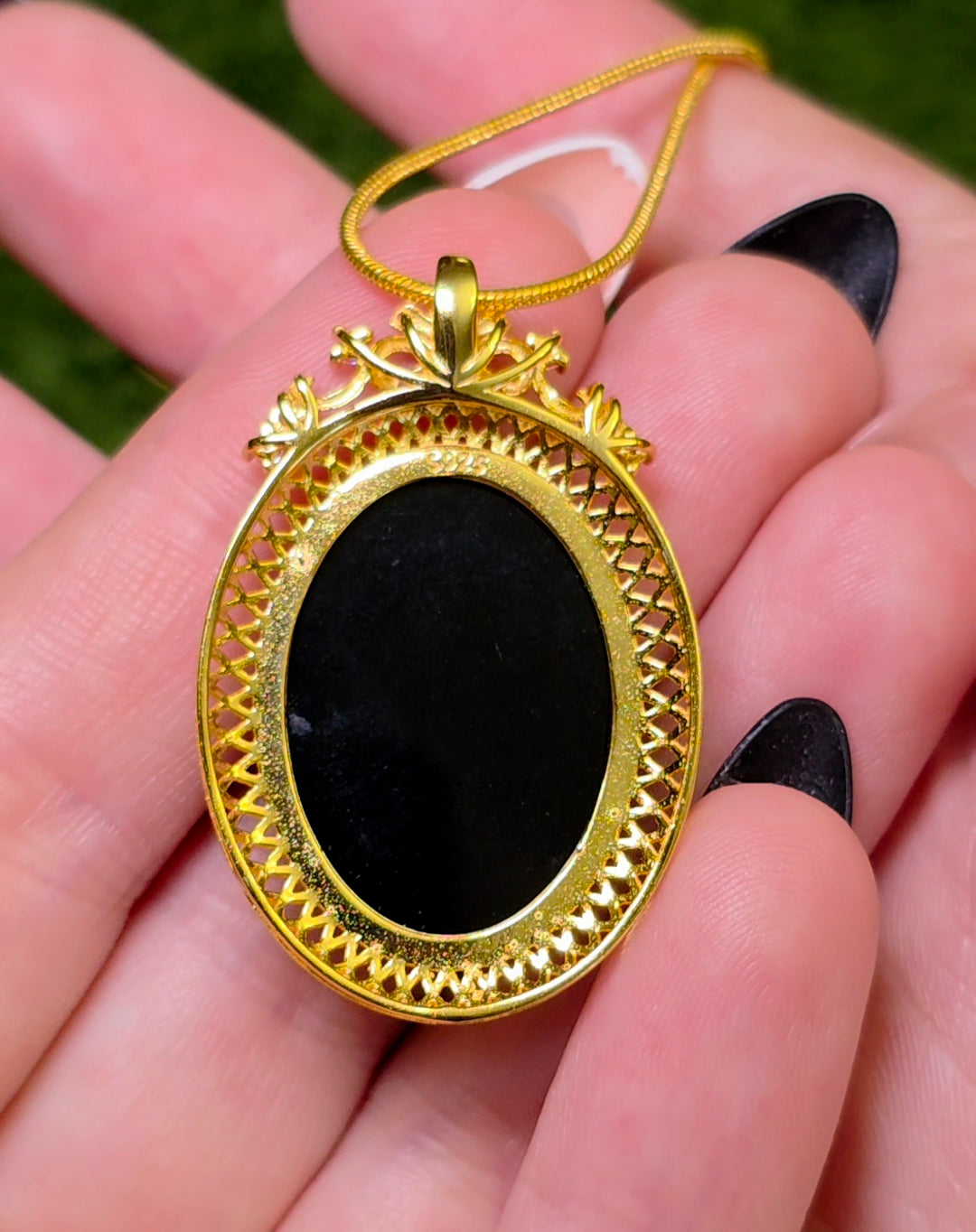 Black and White Agate Moon Goddess Pendant