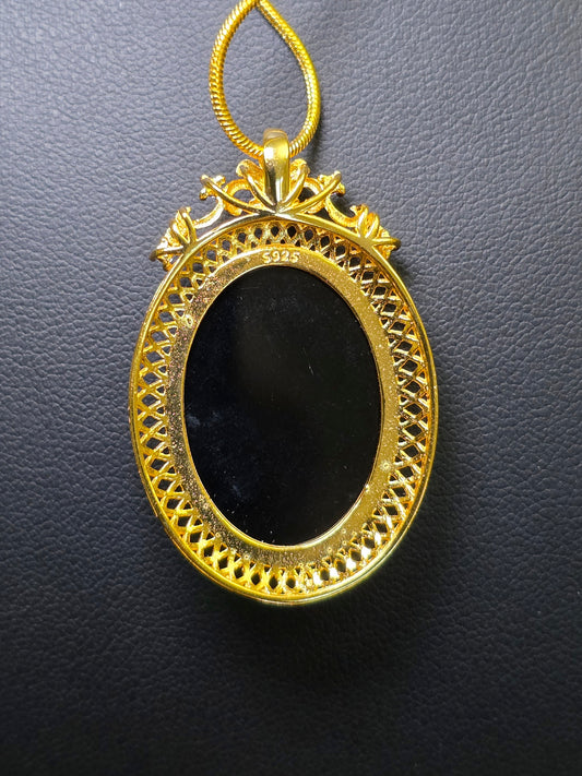 Black and White Agate Moon Goddess Pendant