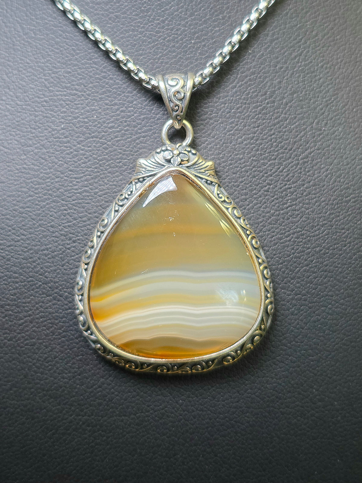 Banded Orange Agate Pendant