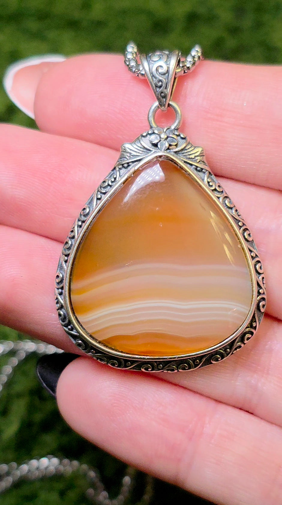 Banded Orange Agate Pendant