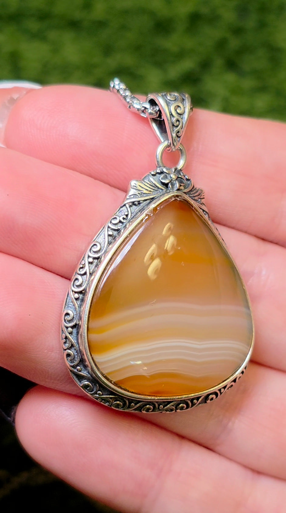 Banded Orange Agate Pendant