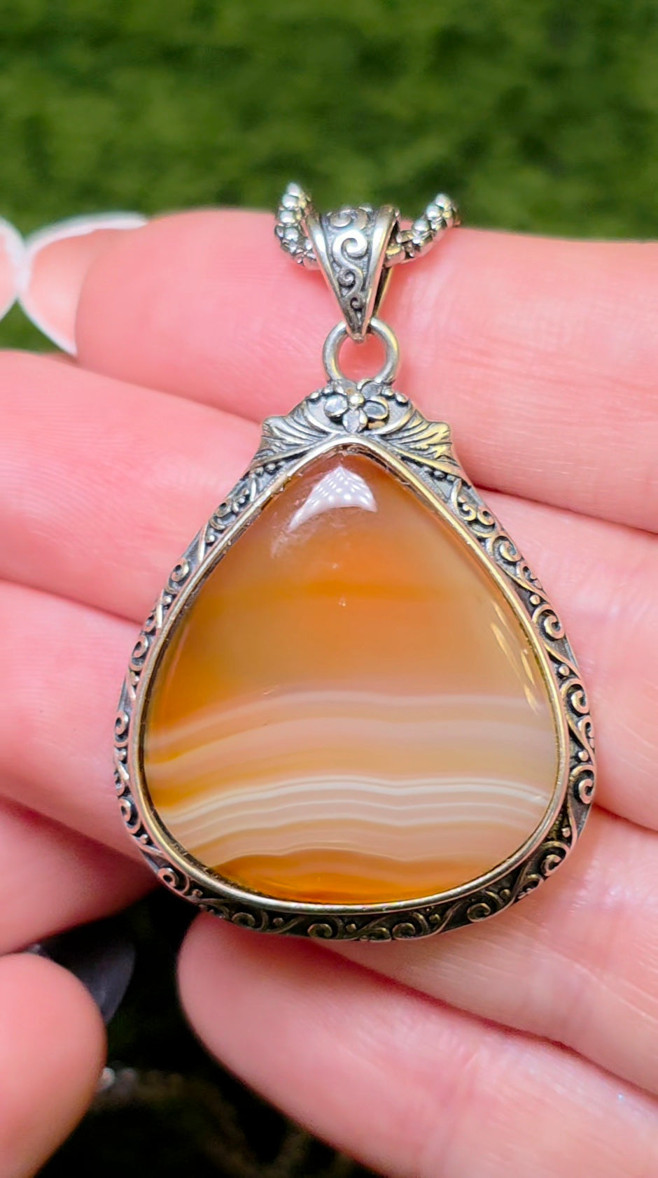 Banded Orange Agate Pendant