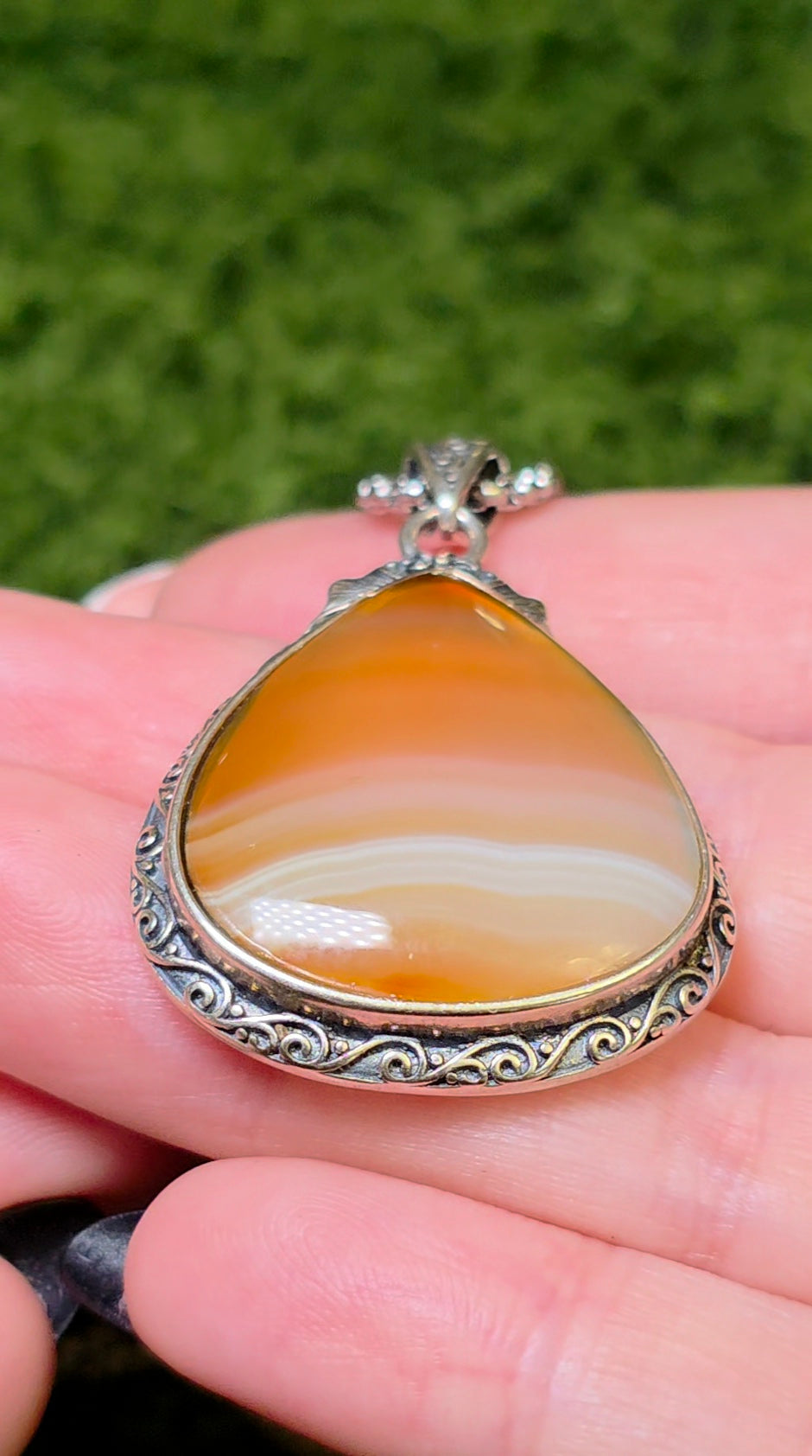Banded Orange Agate Pendant
