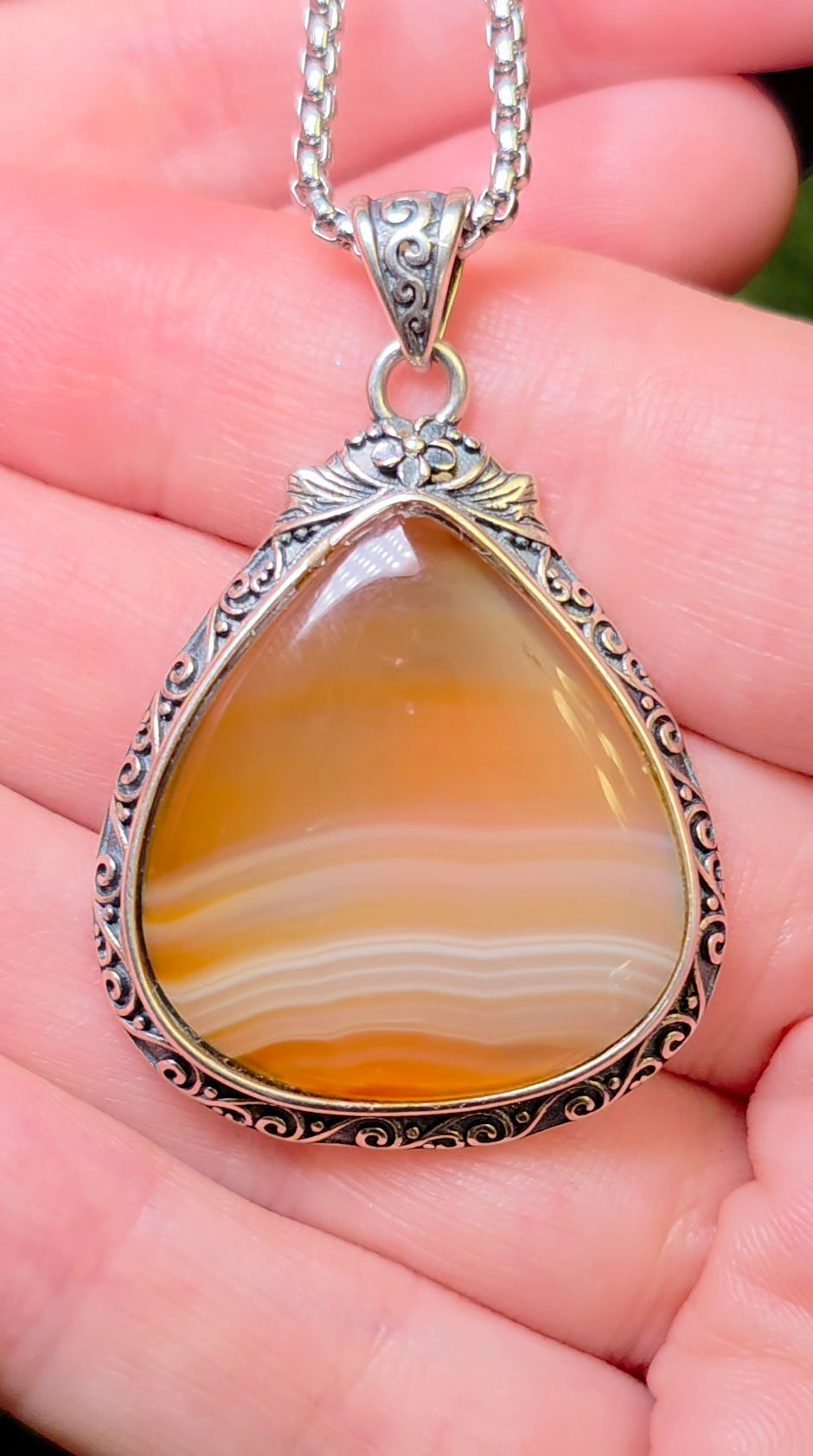 Banded Orange Agate Pendant