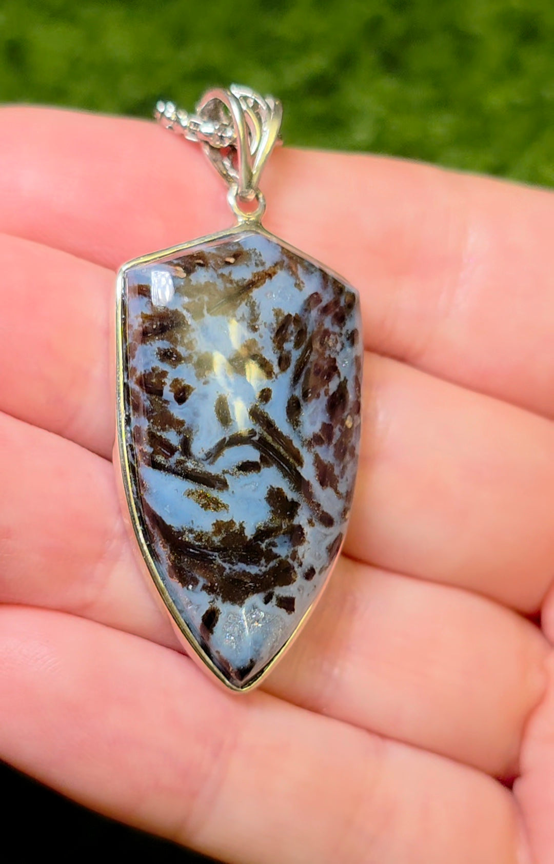 Blue Agate Shield Pendant