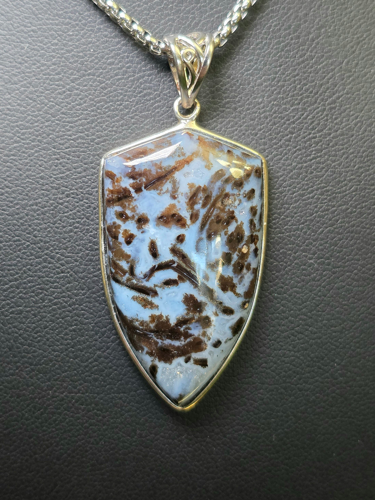 Blue Agate Shield Pendant