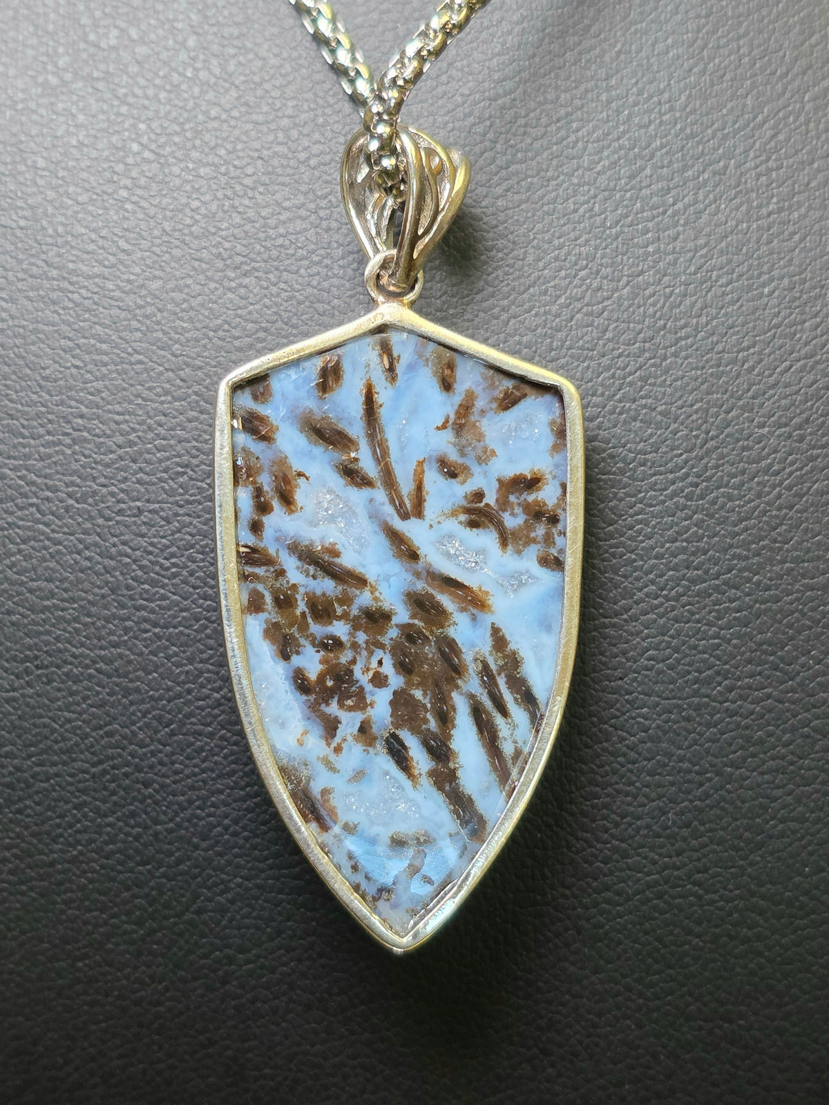Blue Agate Shield Pendant
