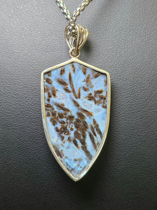 Blue Agate Shield Pendant