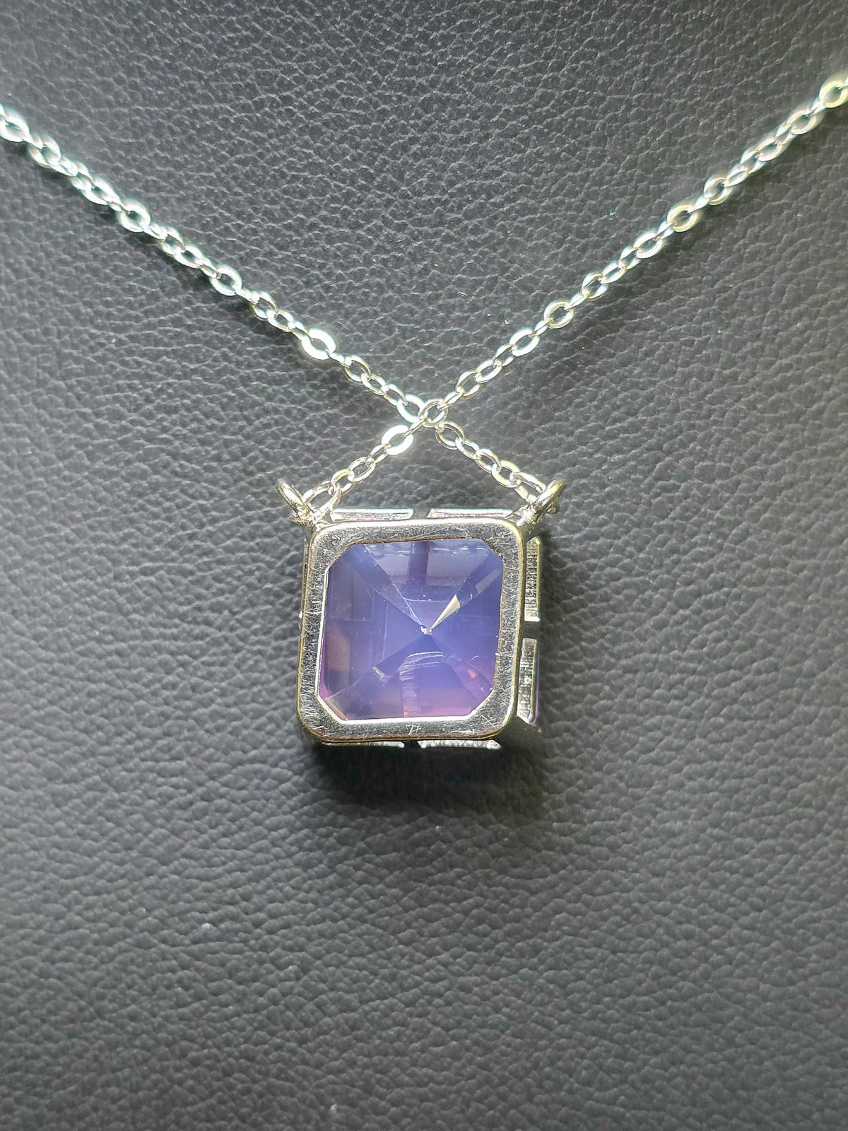 Square Cut Lavender Moon Quartz Necklace