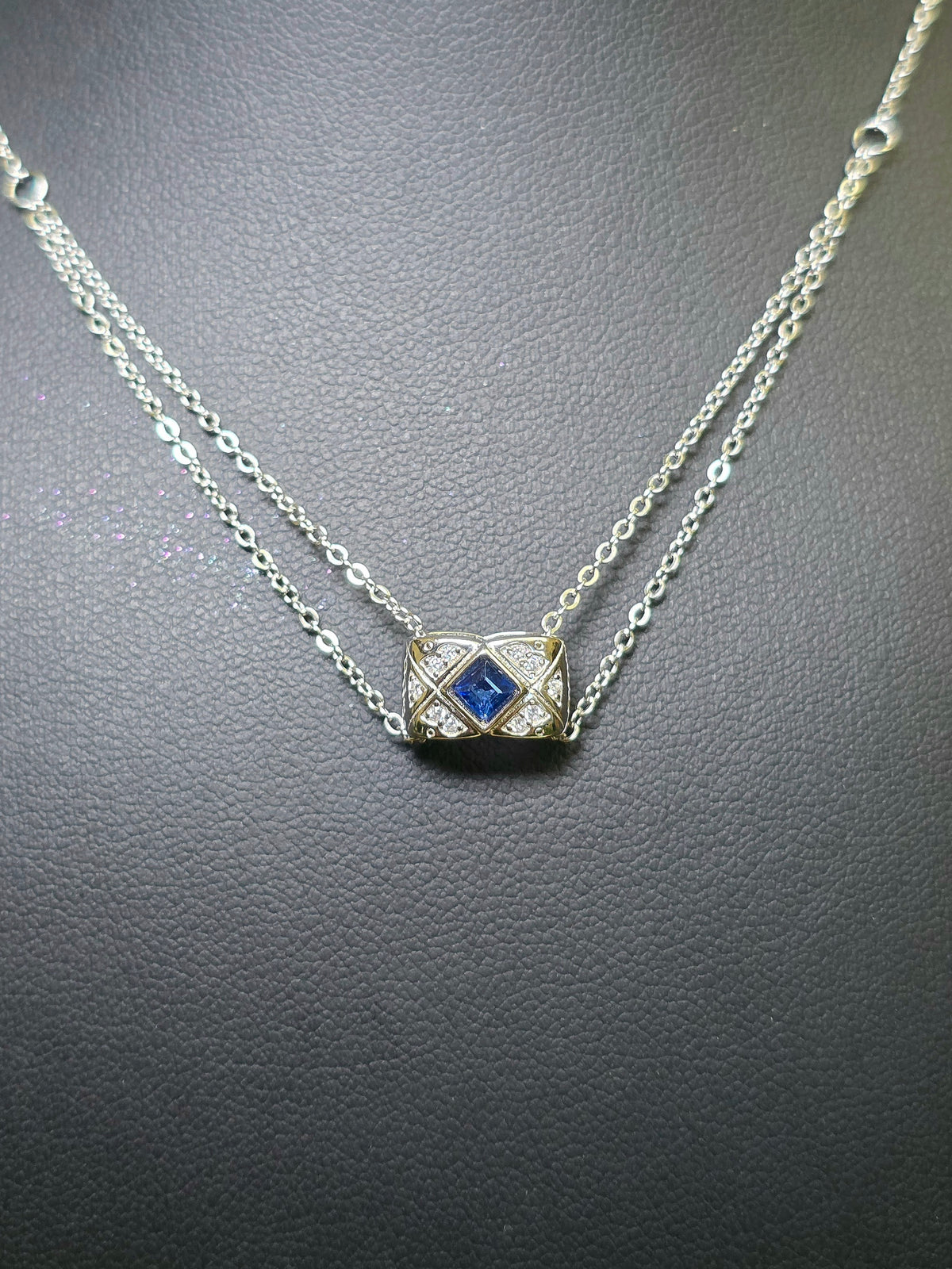 Blue Sapphire Pillow Necklace