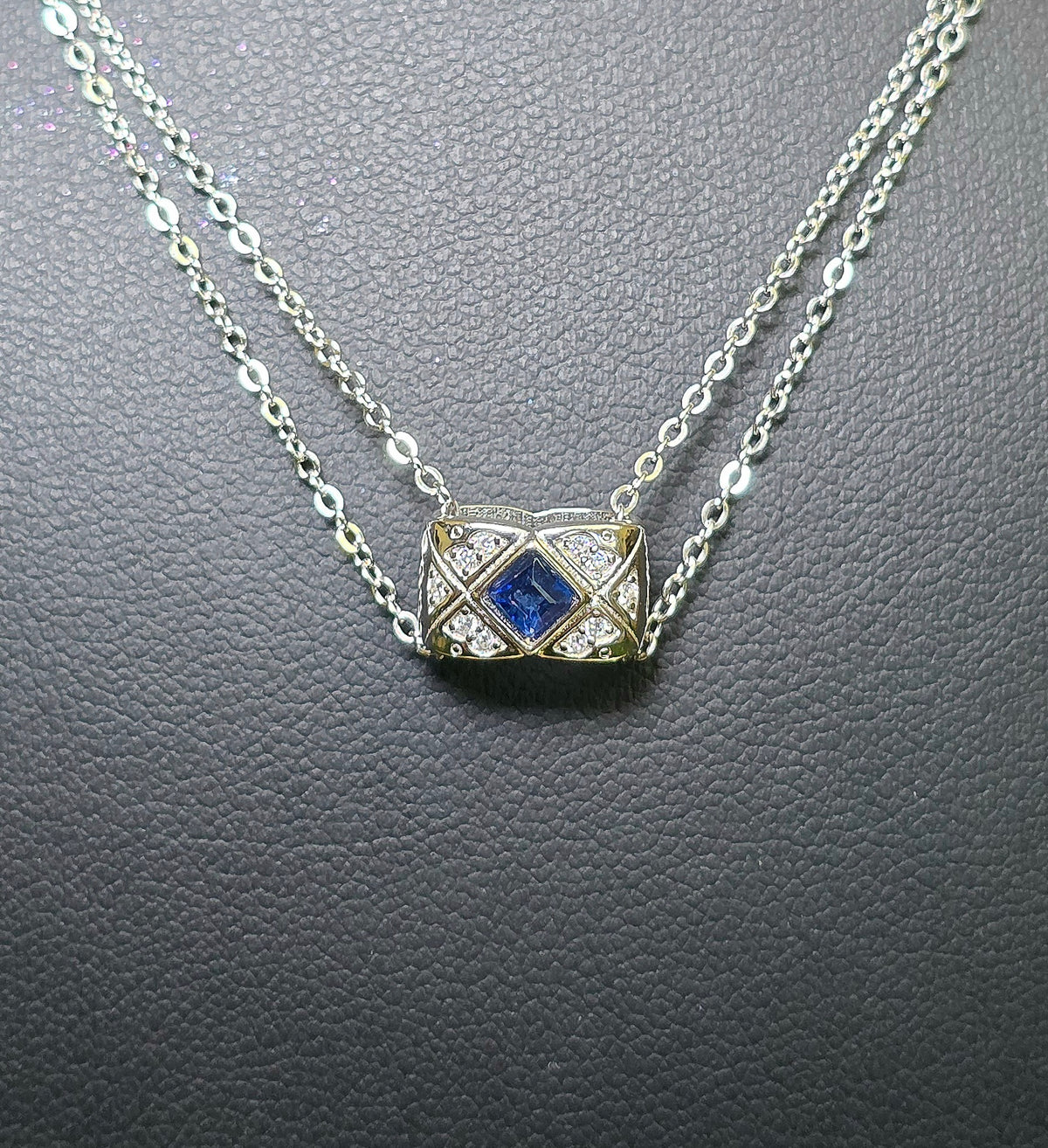 Blue Sapphire Pillow Necklace