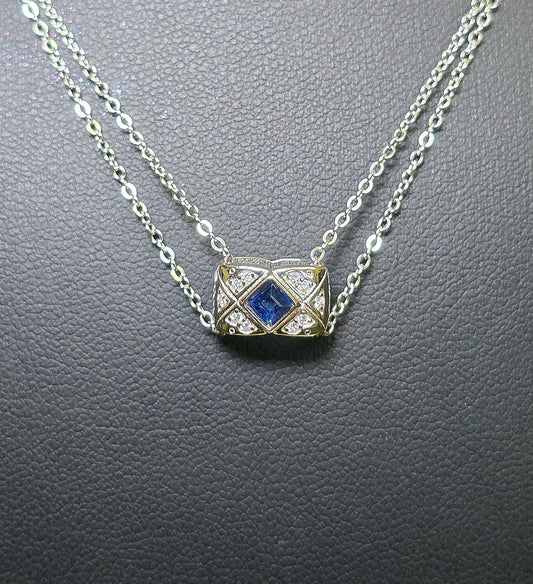 Blue Sapphire Pillow Necklace