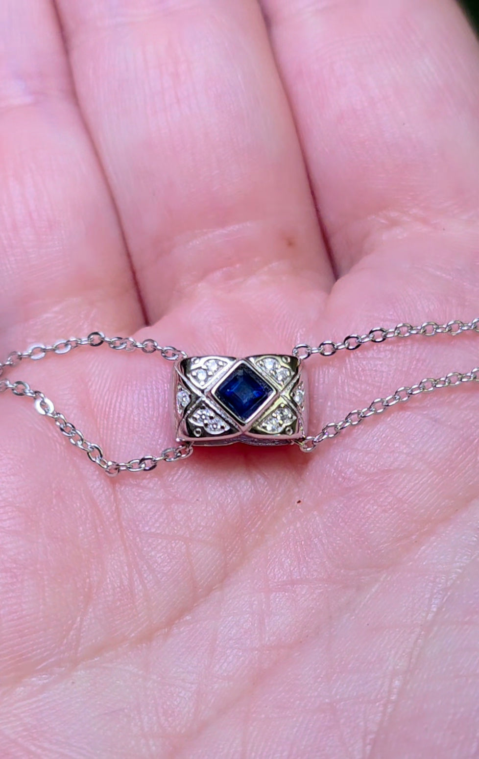 Blue Sapphire Pillow Necklace