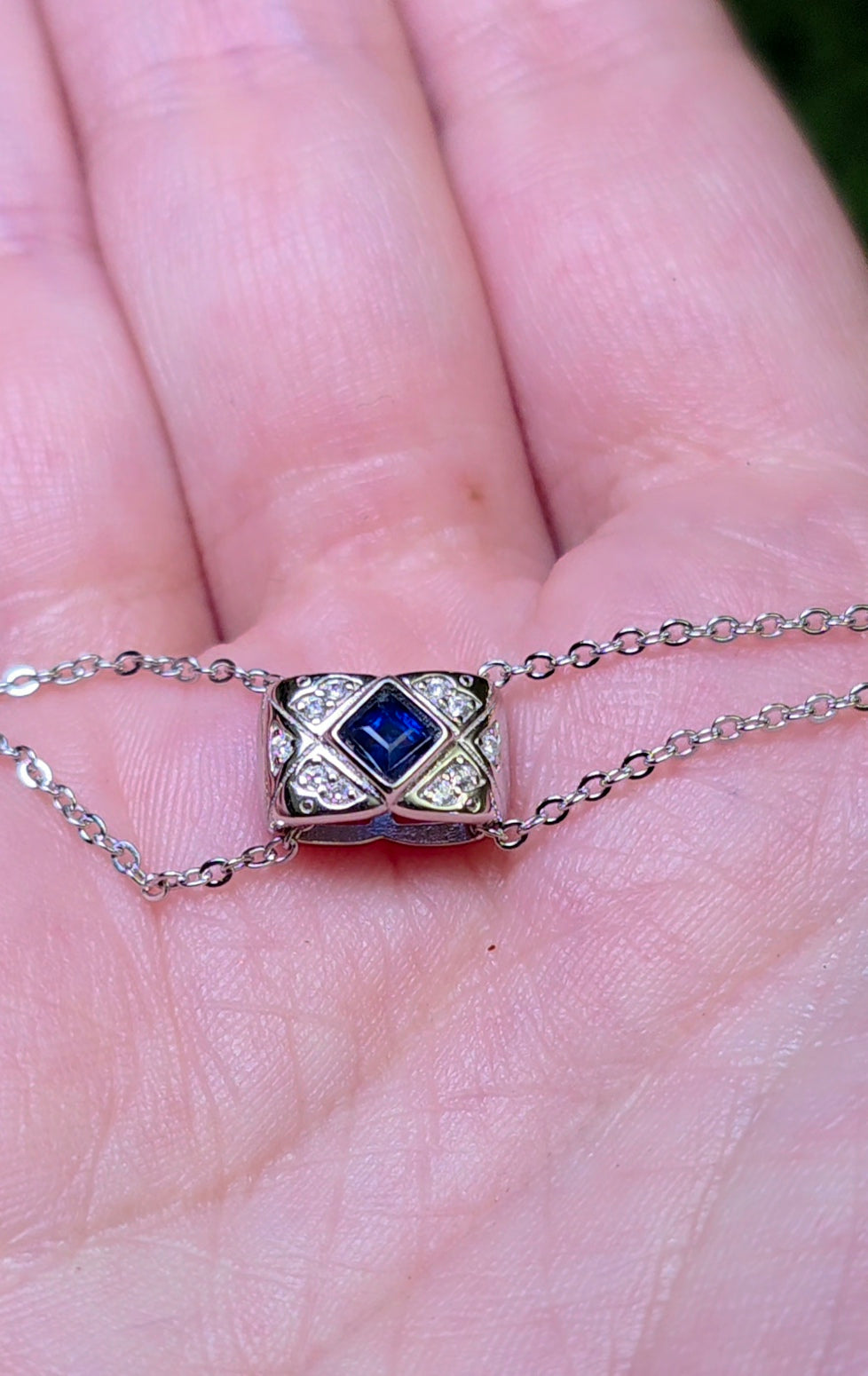 Blue Sapphire Pillow Necklace