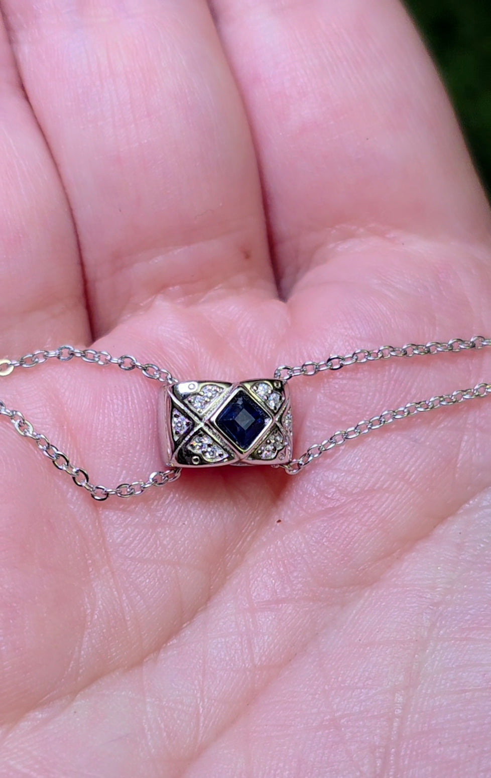 Blue Sapphire Pillow Necklace
