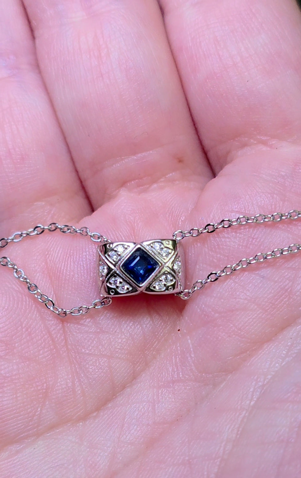 Blue Sapphire Pillow Necklace