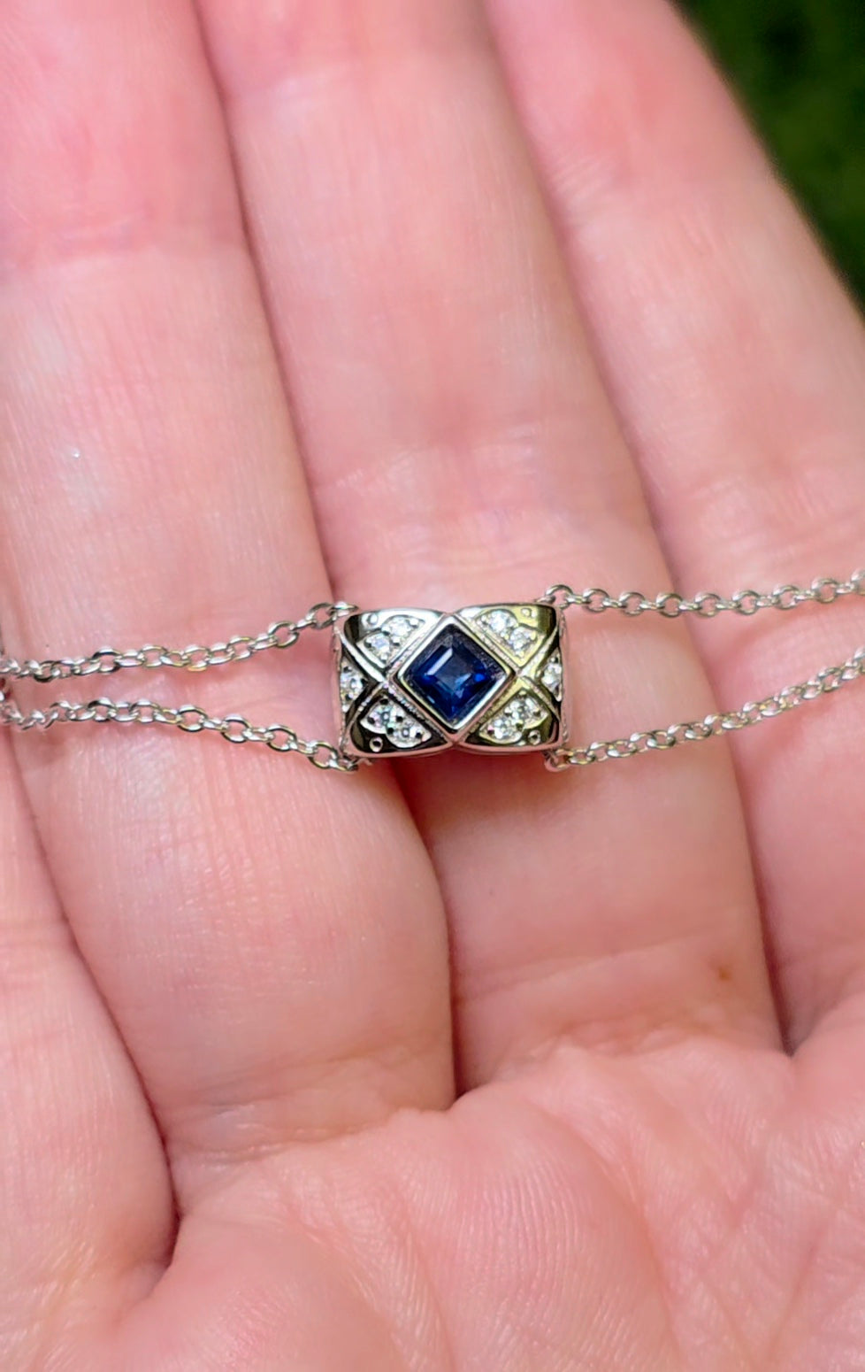Blue Sapphire Pillow Necklace