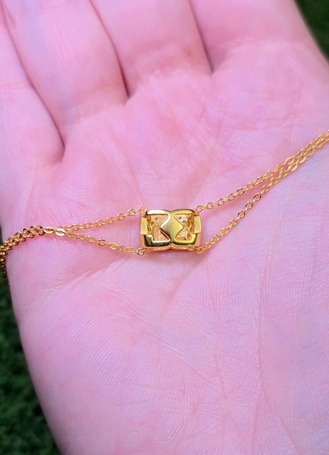 Golden Ruby and Zircon Pillow Necklace