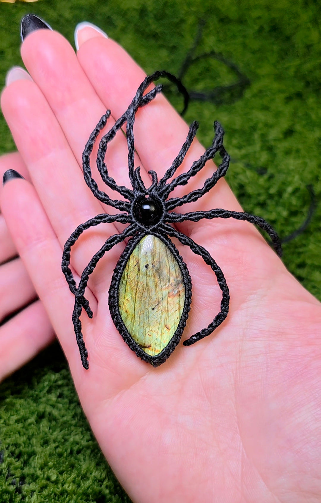 Labradorite Macrame Spider Necklace