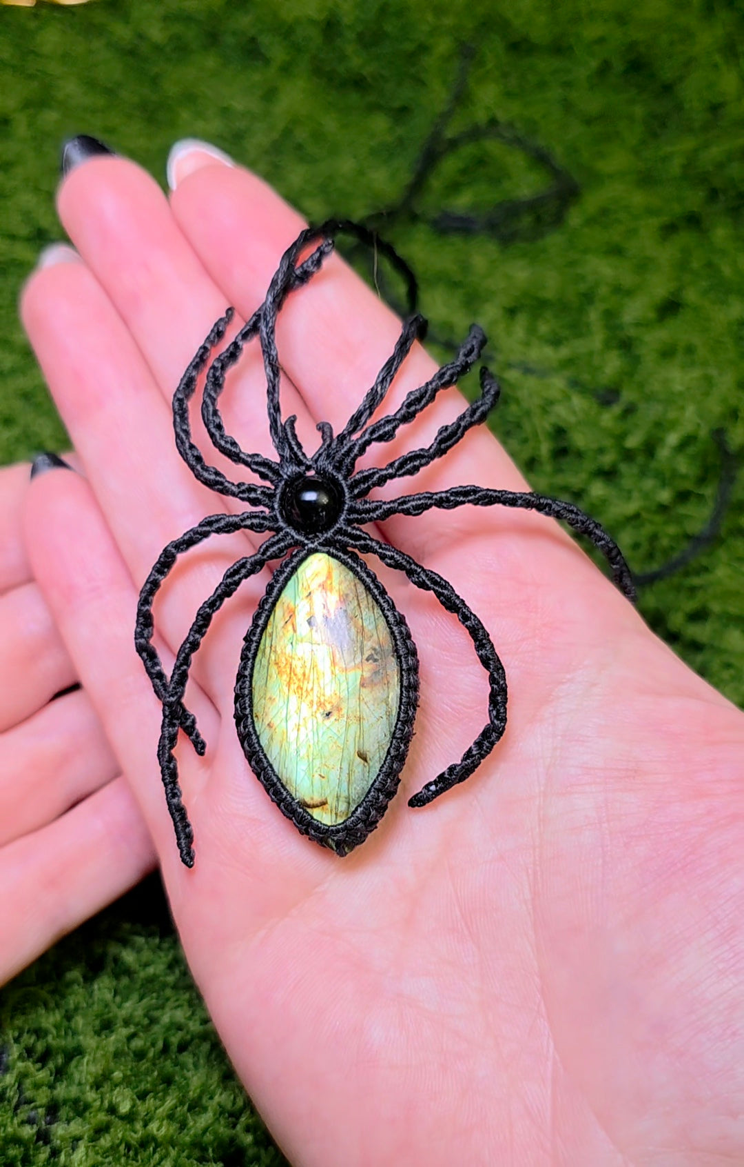 Labradorite Macrame Spider Necklace