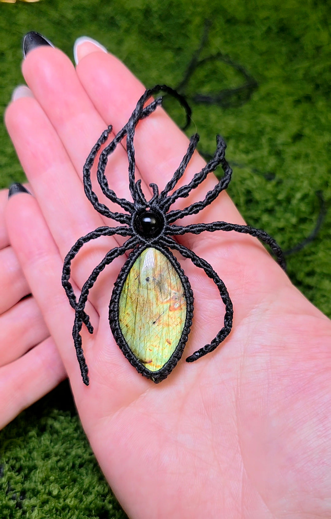 Labradorite Macrame Spider Necklace