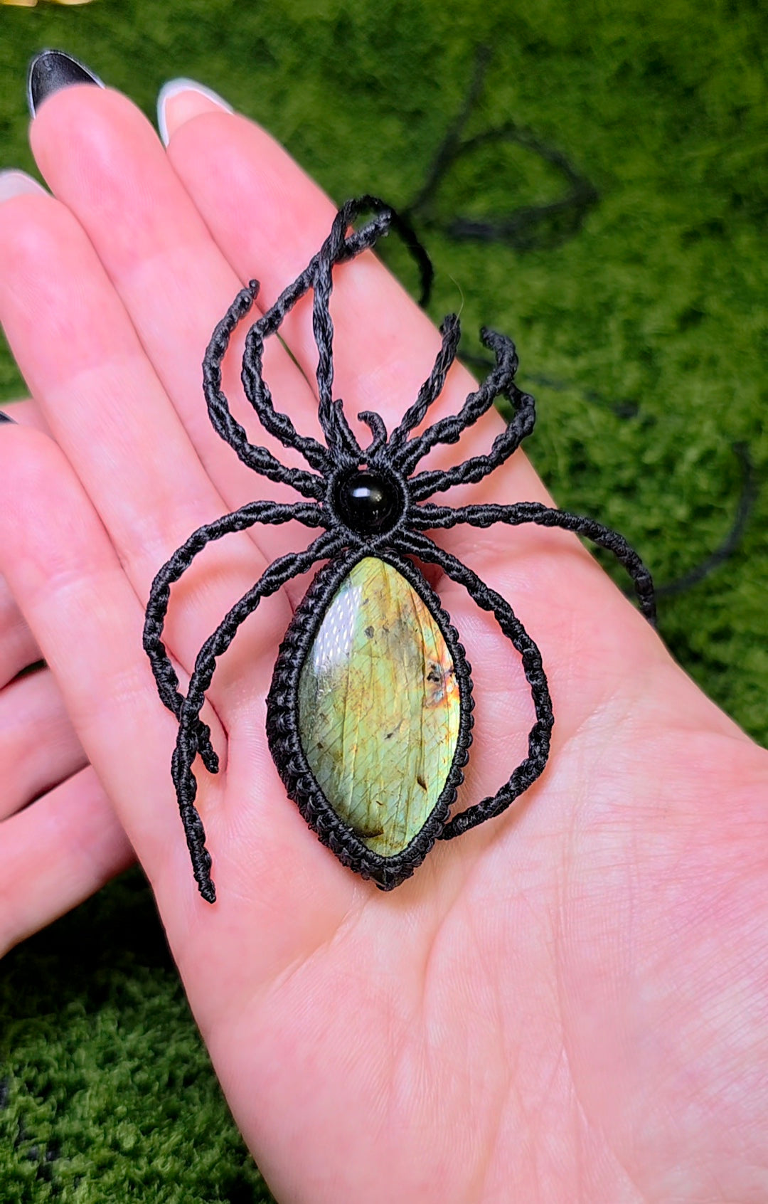 Labradorite Macrame Spider Necklace