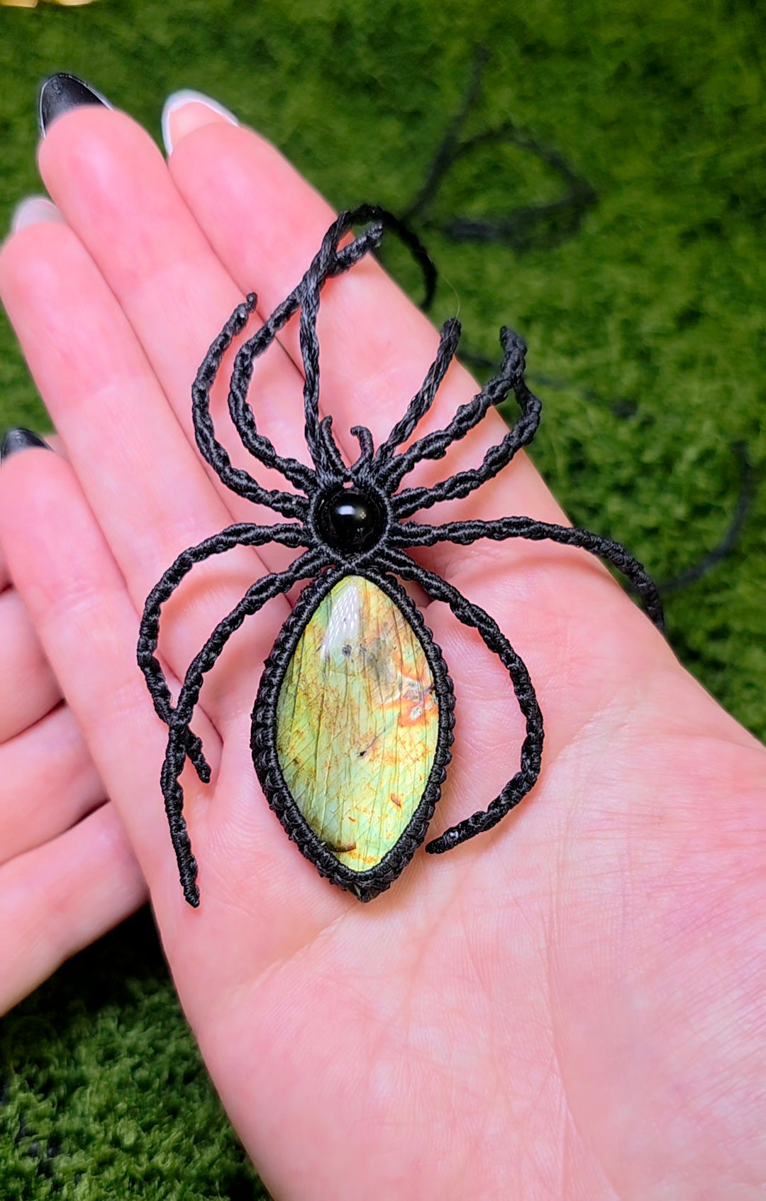 Labradorite Macrame Spider Necklace