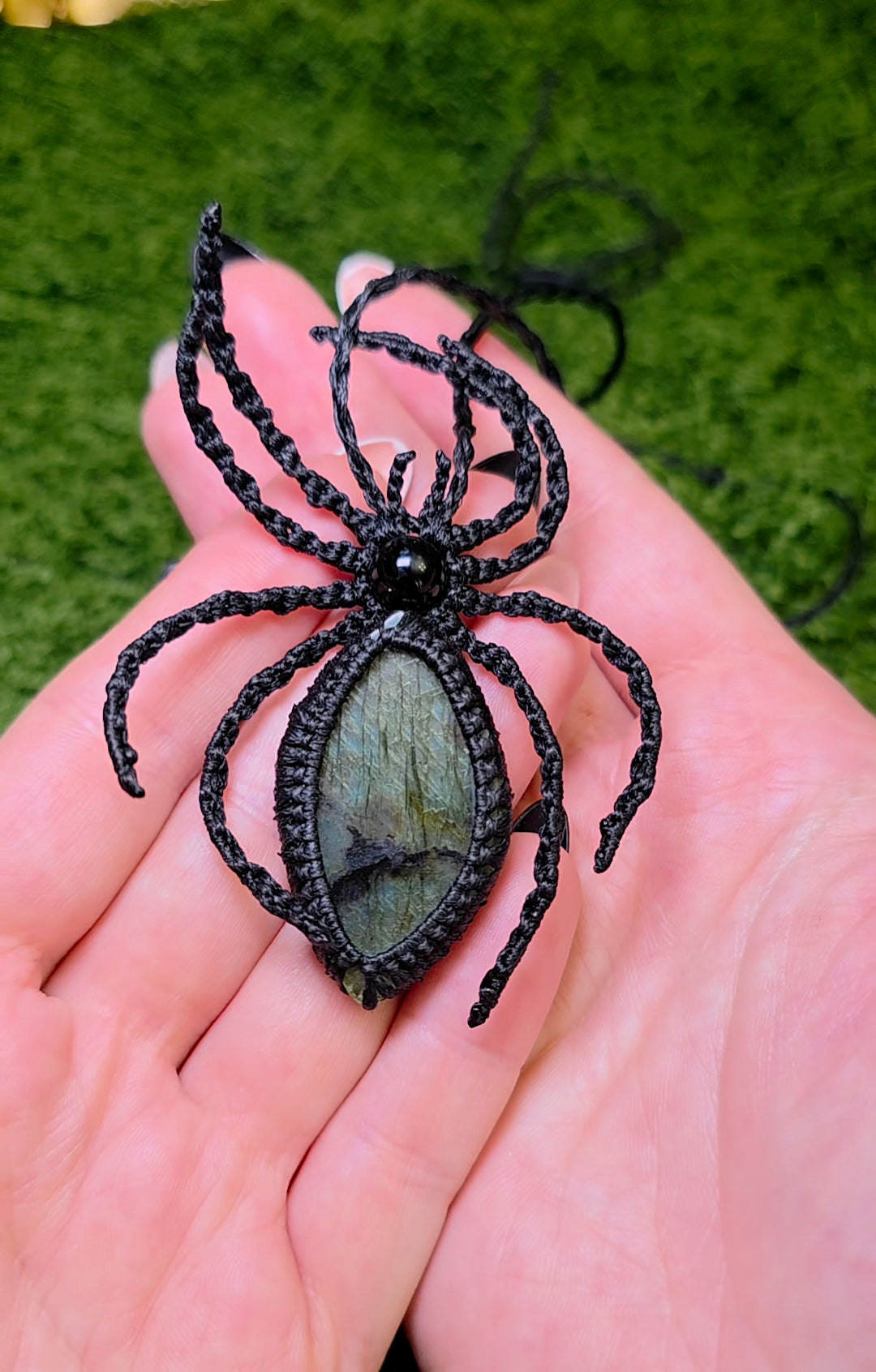 Labradorite Macrame Spider Necklace