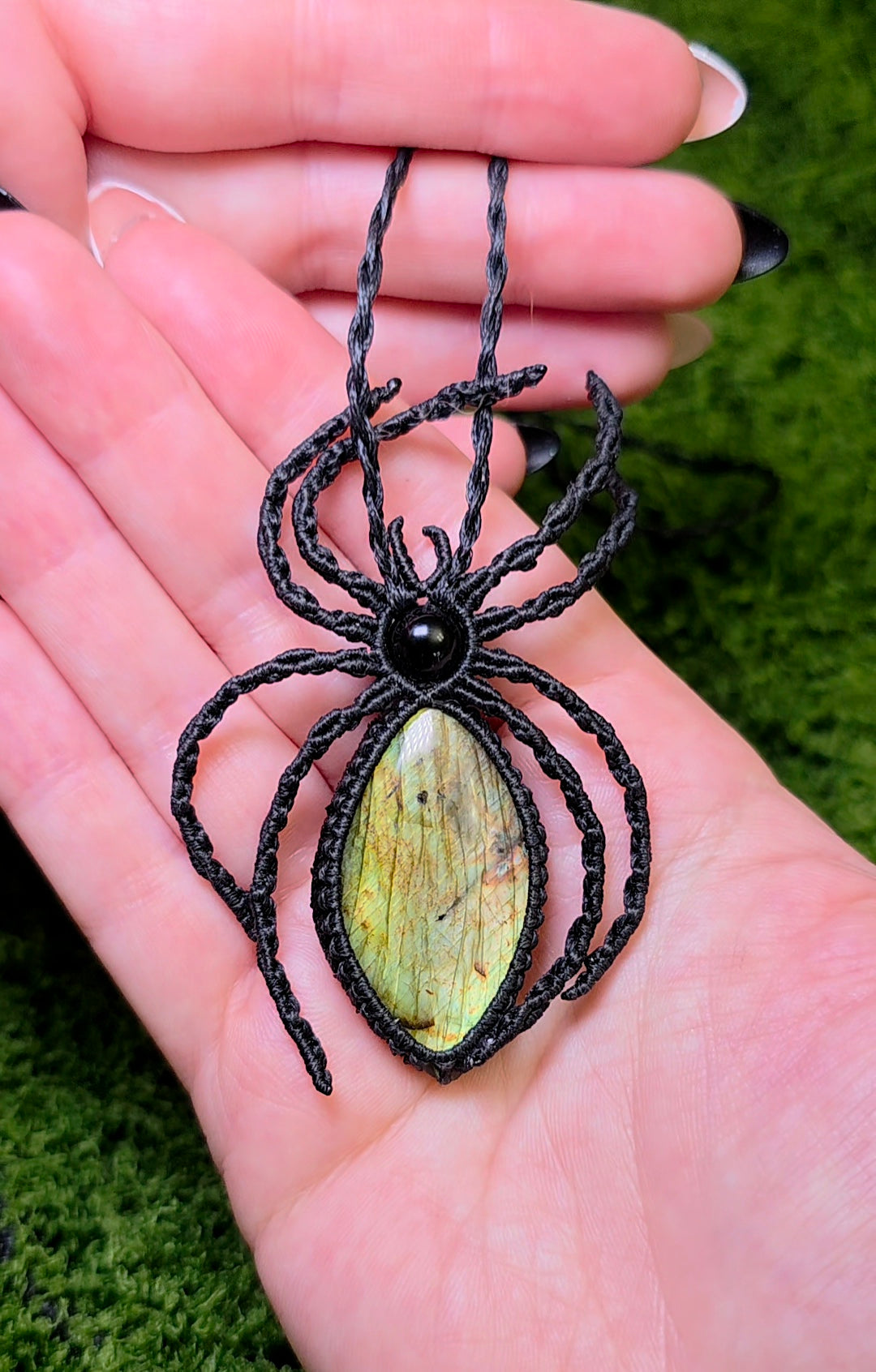 Labradorite Macrame Spider Necklace
