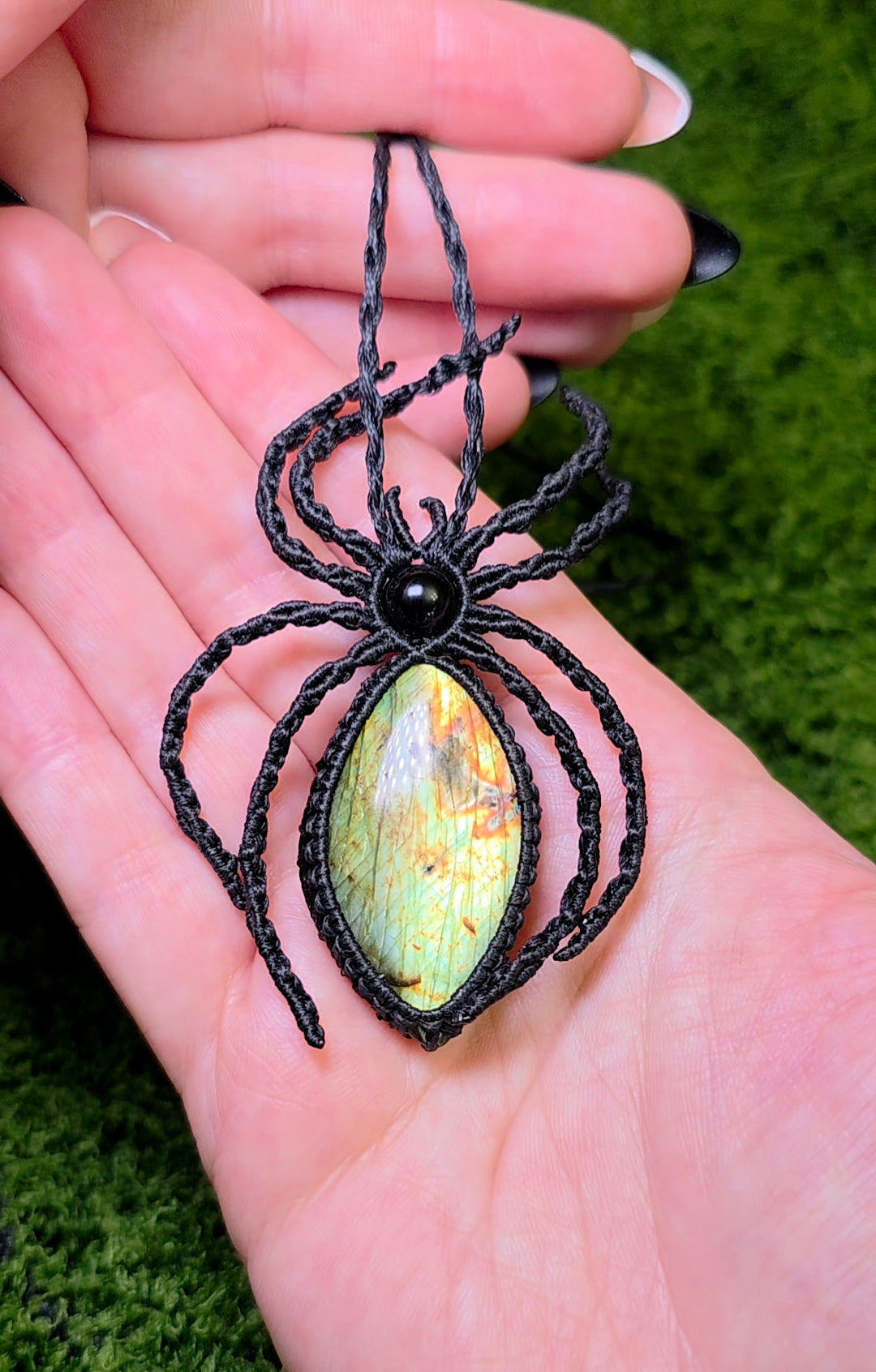 Labradorite Macrame Spider Necklace