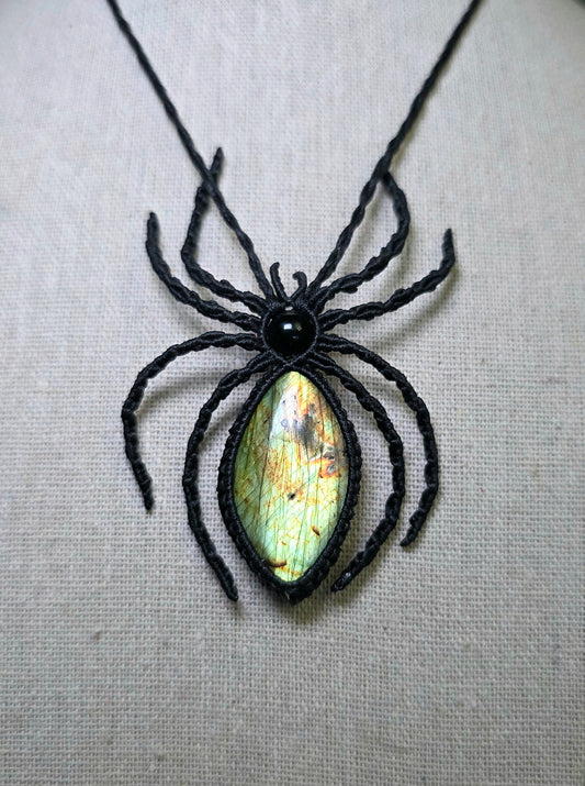 Labradorite Macrame Spider Necklace