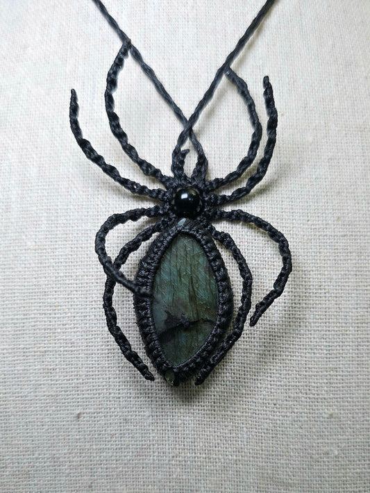 Labradorite Macrame Spider Necklace