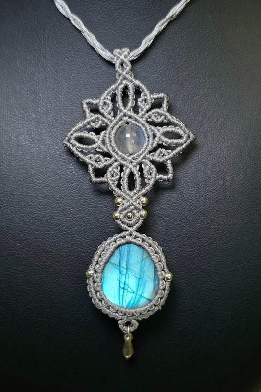 Double Labradorite Macrame Necklace