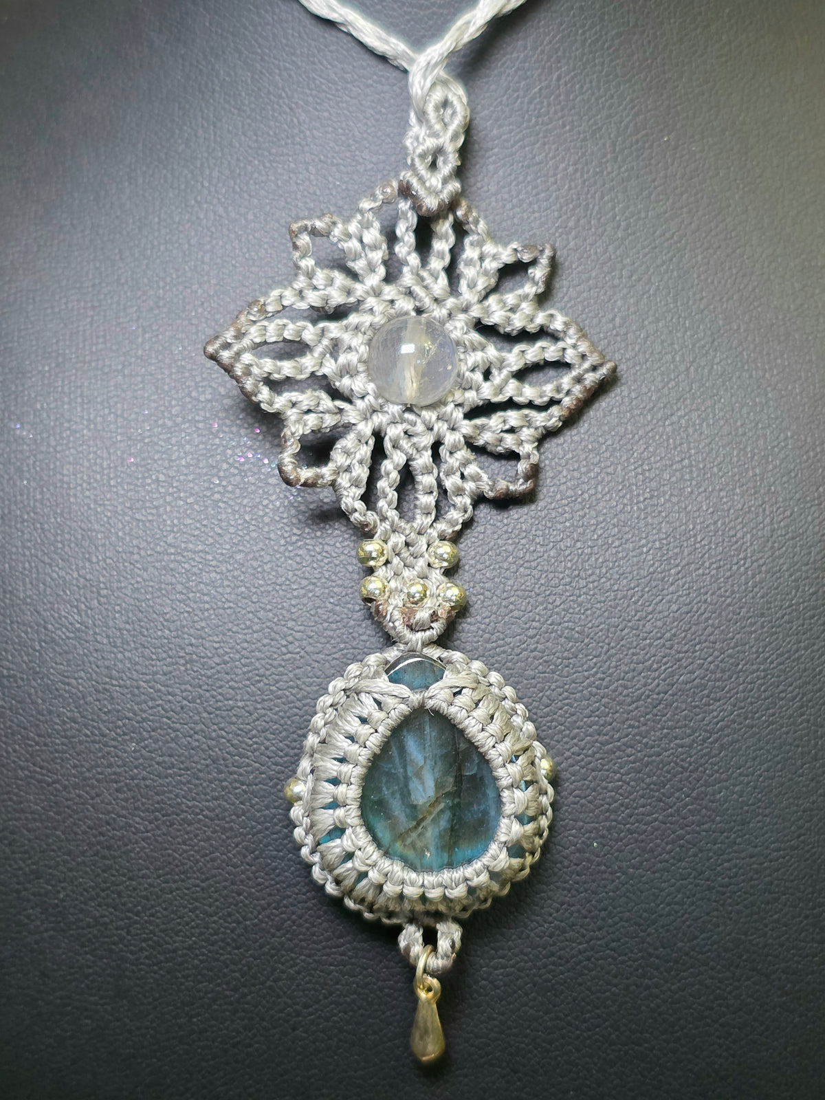 Double Labradorite Macrame Necklace
