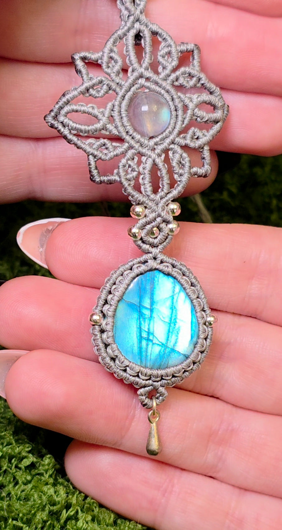 Double Labradorite Macrame Necklace