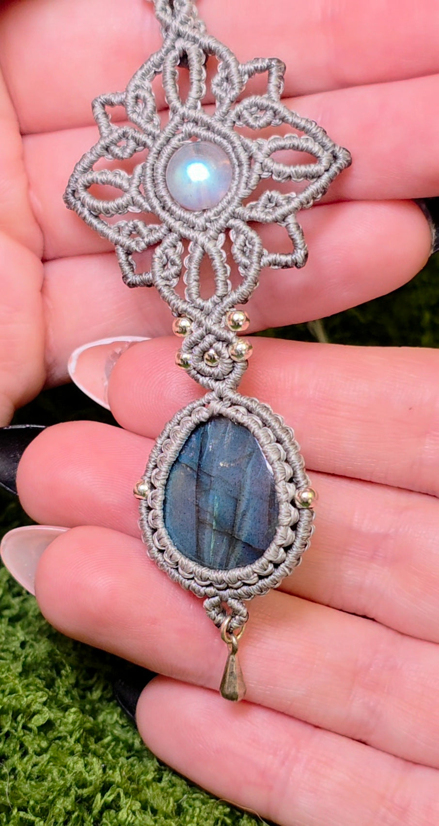 Double Labradorite Macrame Necklace