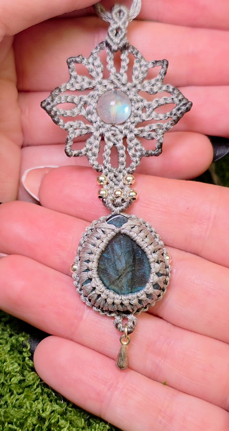 Double Labradorite Macrame Necklace