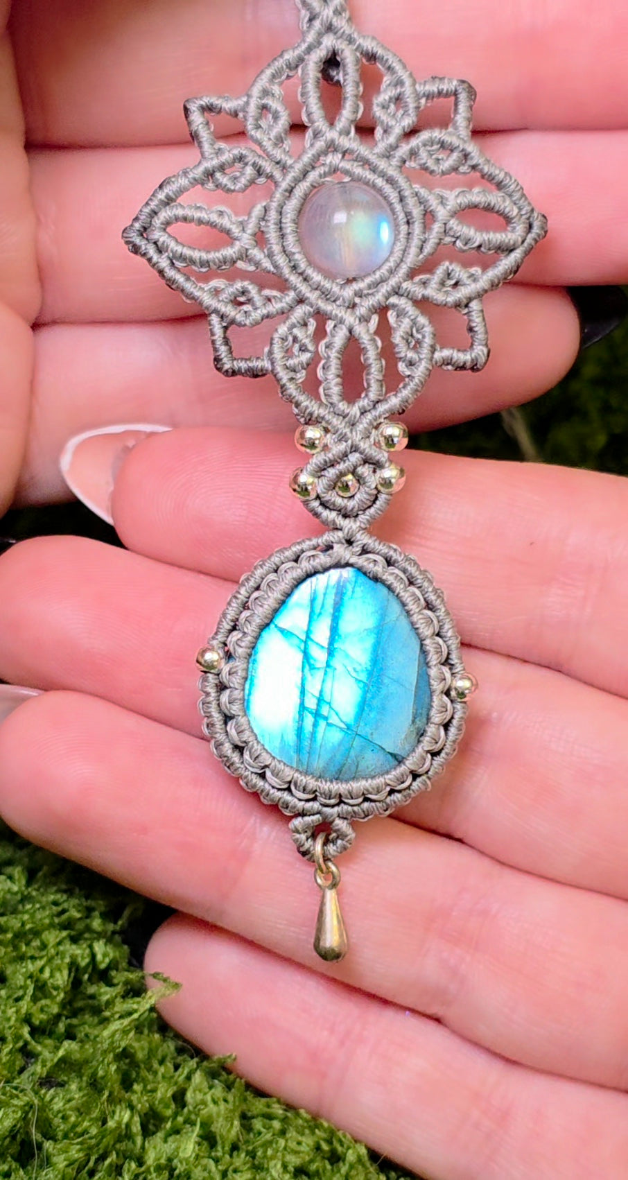 Double Labradorite Macrame Necklace