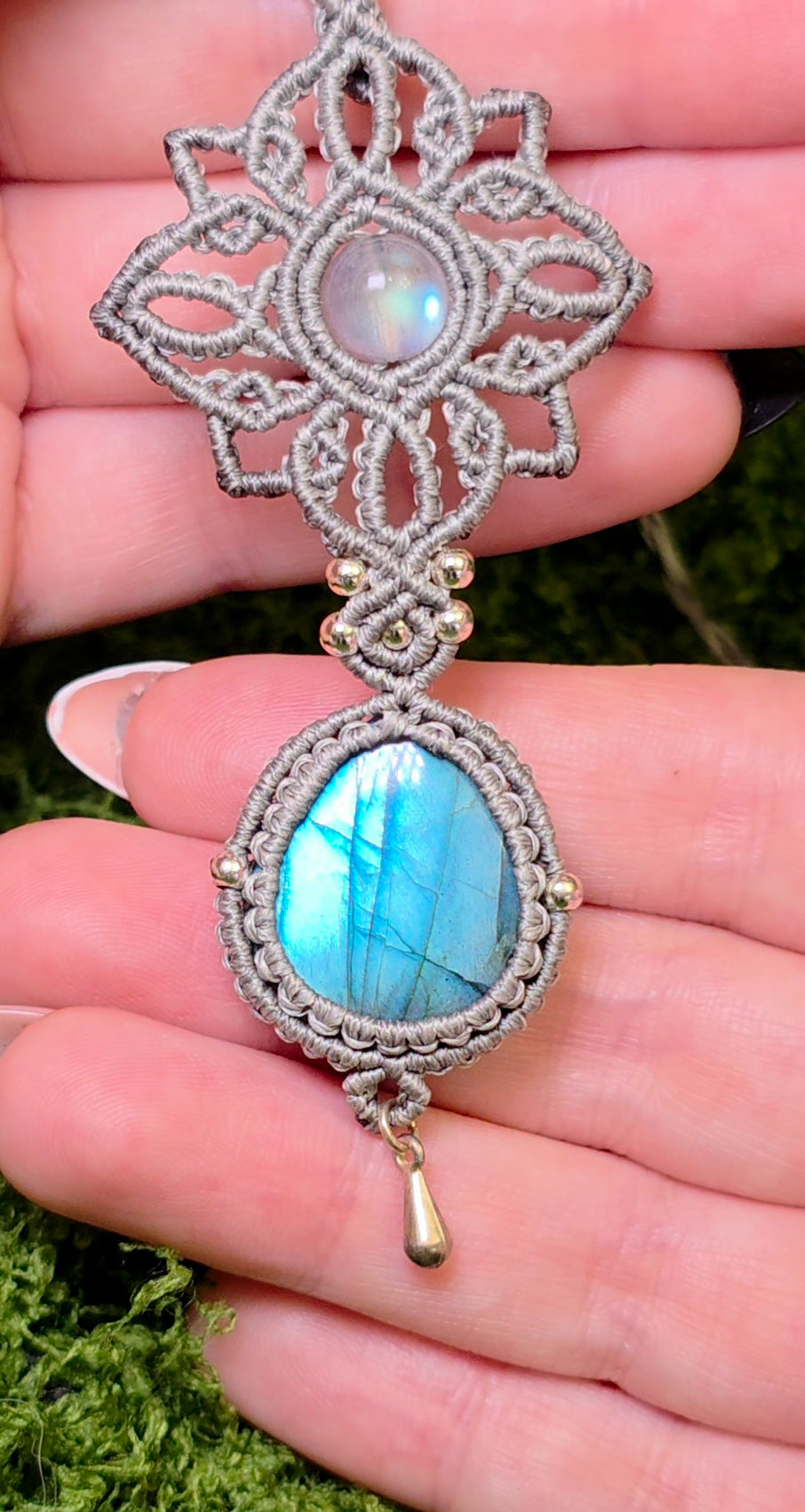 Double Labradorite Macrame Necklace