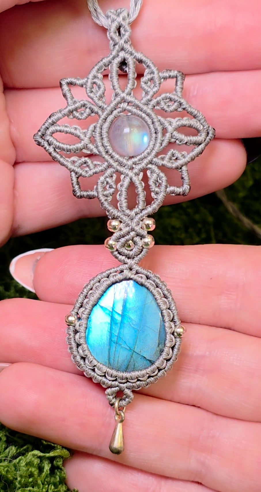 Double Labradorite Macrame Necklace