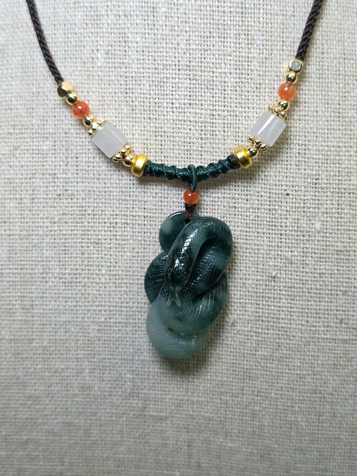 Green Jadeite Snake Necklace