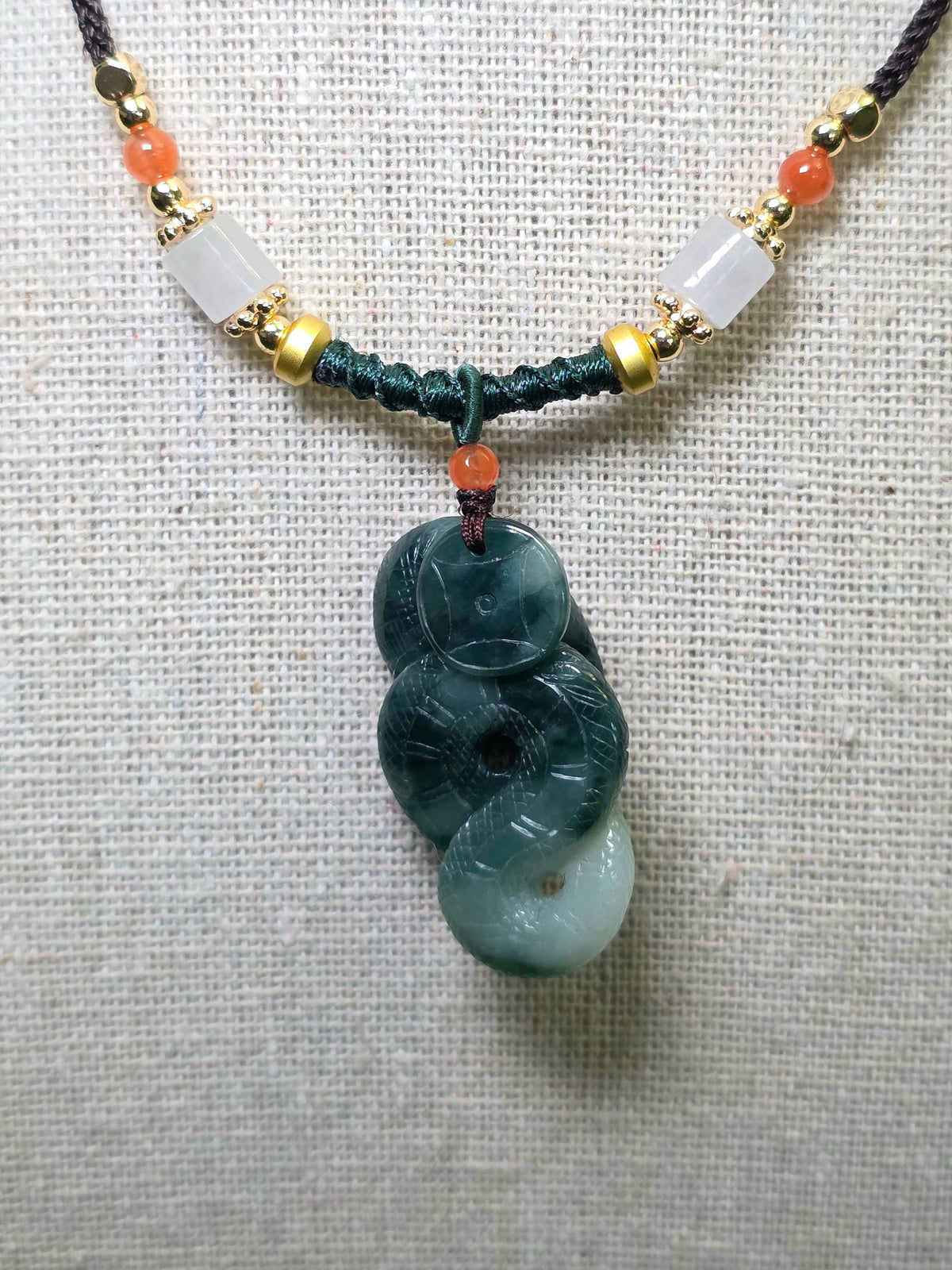 Green Jadeite Snake Necklace