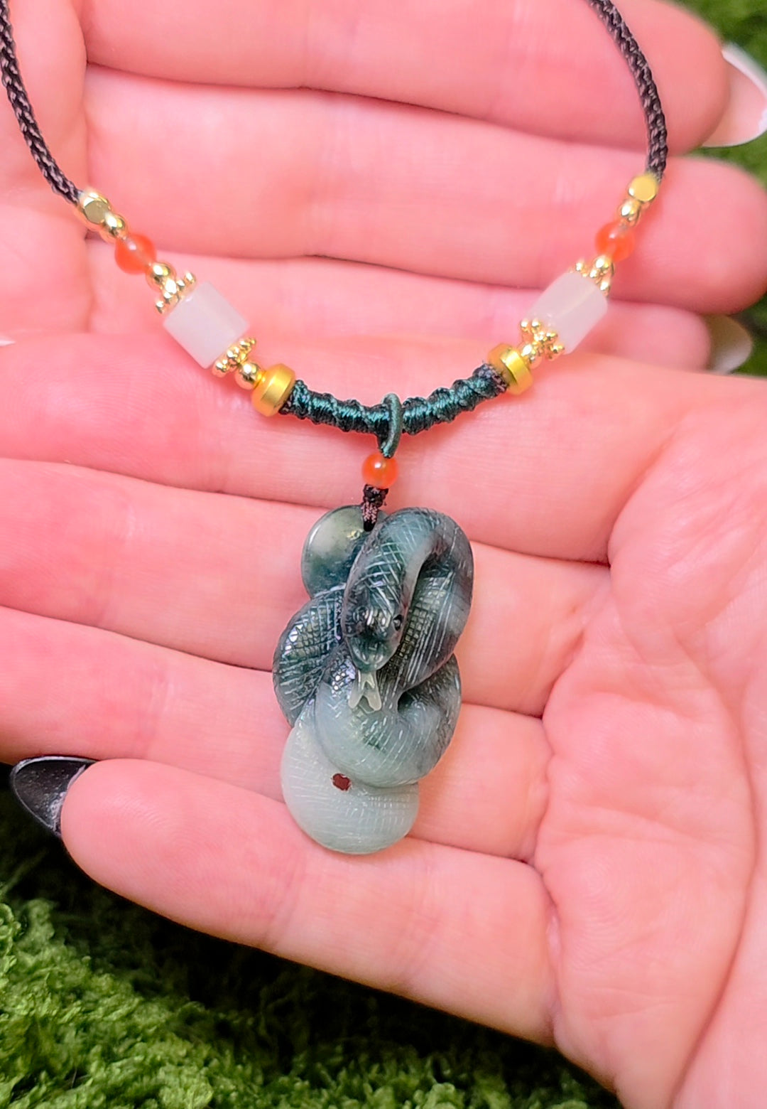 Green Jadeite Snake Necklace