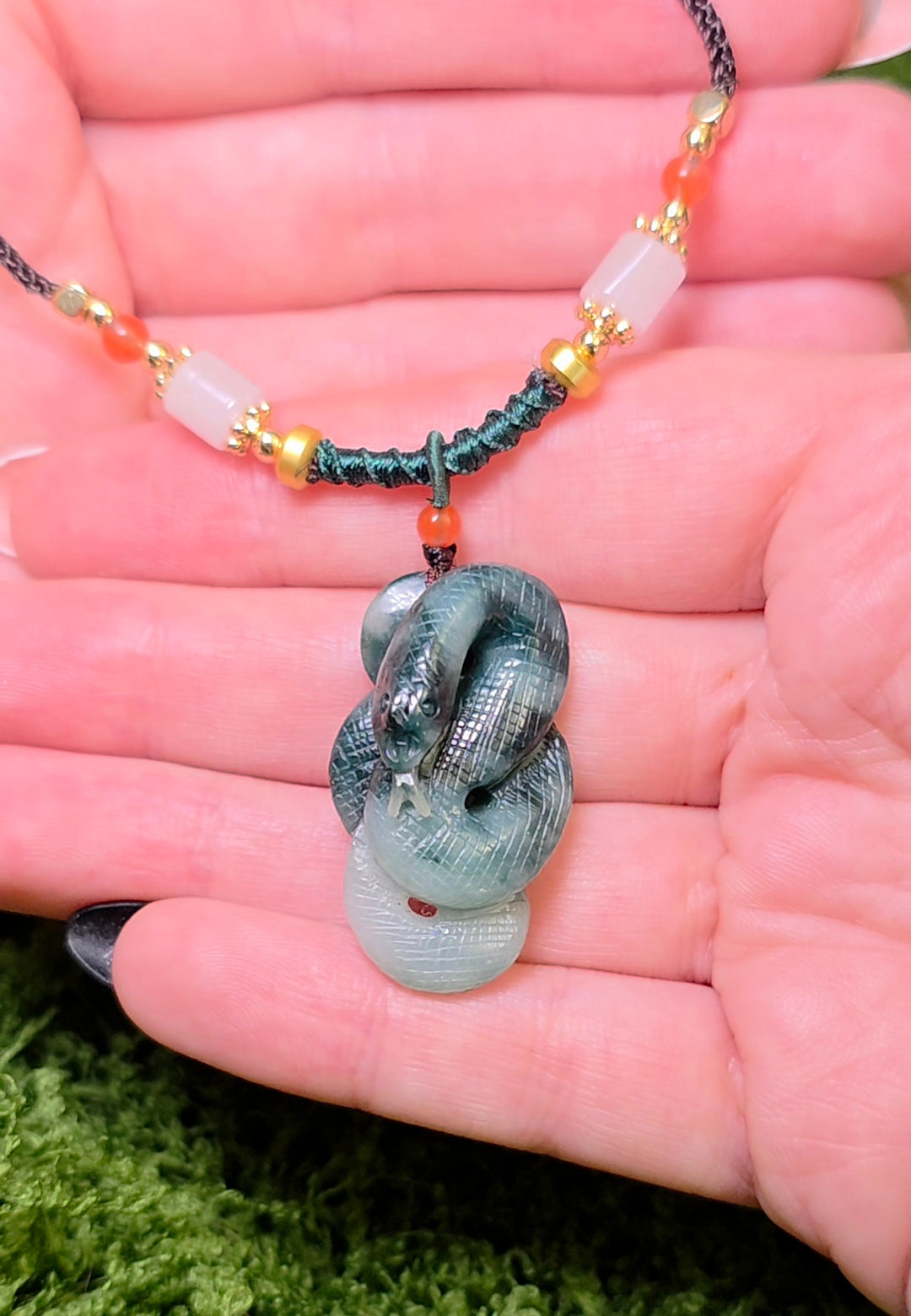 Green Jadeite Snake Necklace