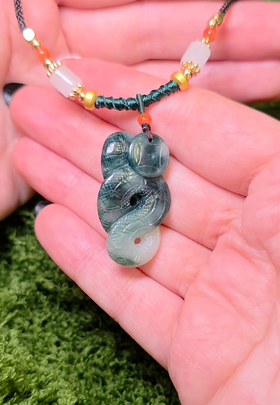 Green Jadeite Snake Necklace