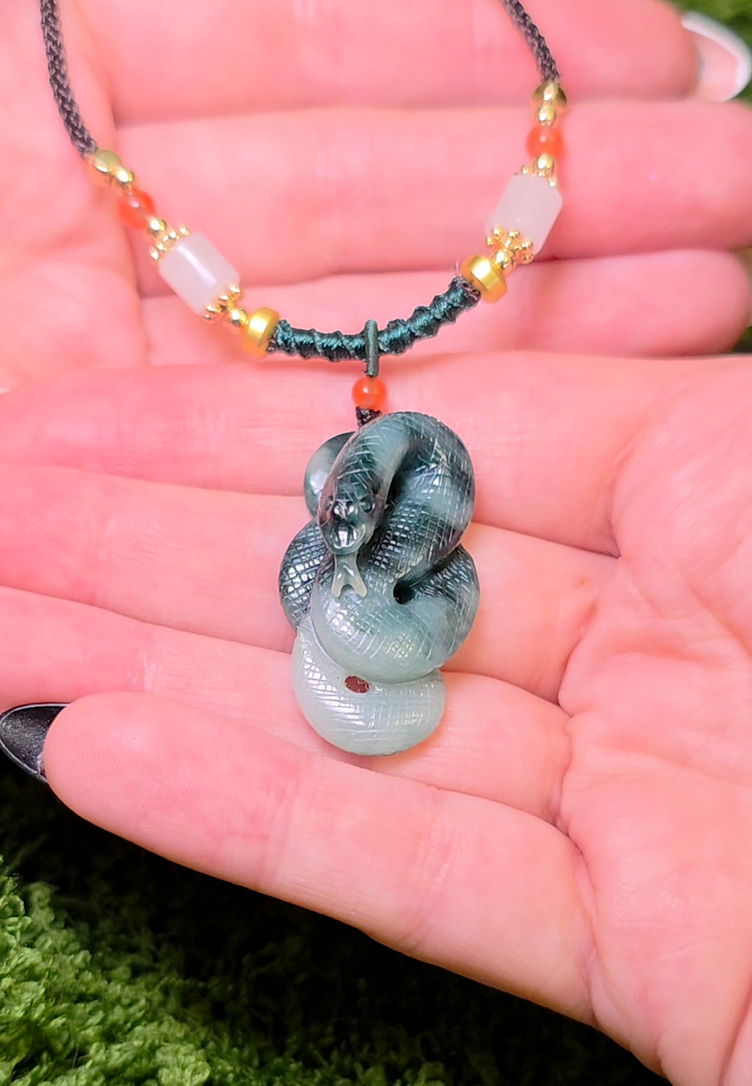 Green Jadeite Snake Necklace